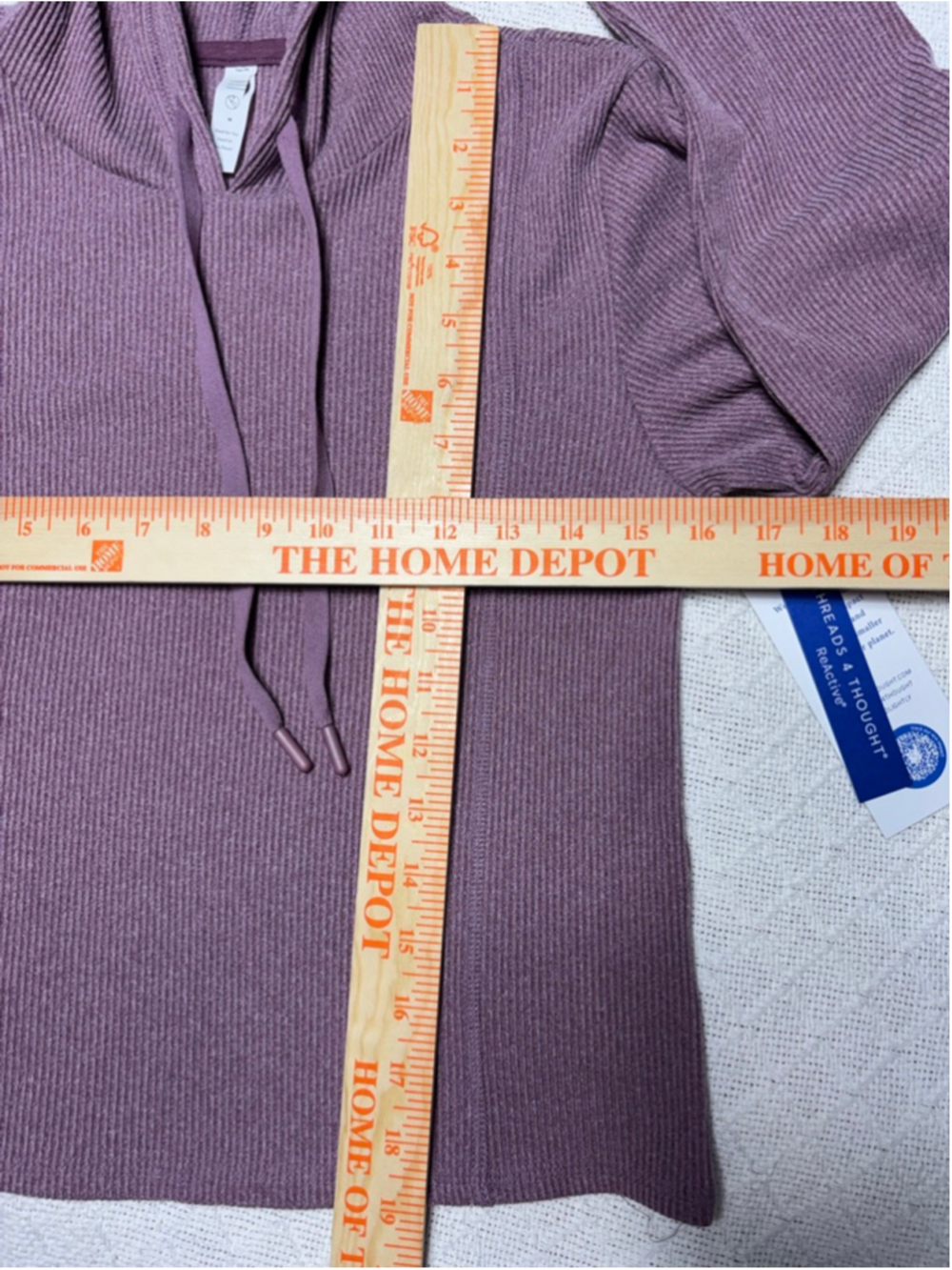 NWT Threads 4 Thought Cozy ReActive Ribbed Cropped Heathered Purple Hoodie SZ M - Picture 4 of 7